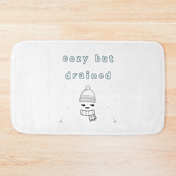 Item preview, Cozy But Drained – Low Battery Club Minimal Winter Meme Design designed and sold by mintmono-studio.