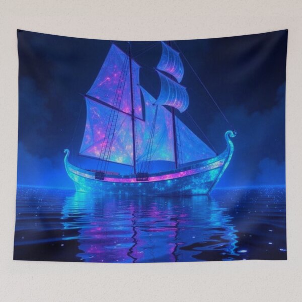 Item preview, Neon Blue Ghost Ship designed and sold by ChristinasMess.