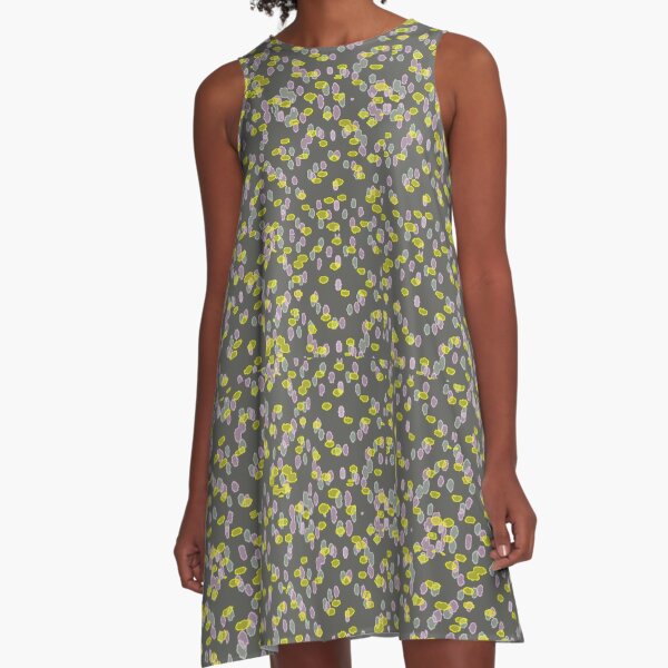Dot pattern_dark_gray_background A-Line Dress