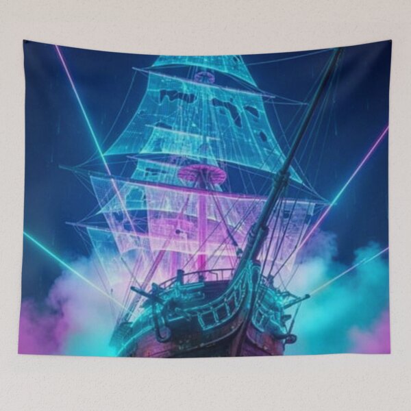 Item preview, Purple Aqua Neon Ghost Ship designed and sold by ChristinasMess.