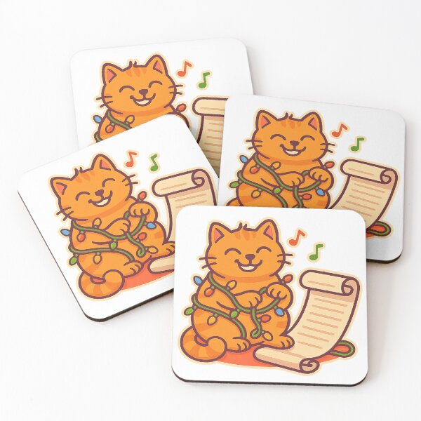 Item preview, Happy Christmas Cat – Cute Orange Kitty with Lights and Wish List designed and sold by MeowLaugh.