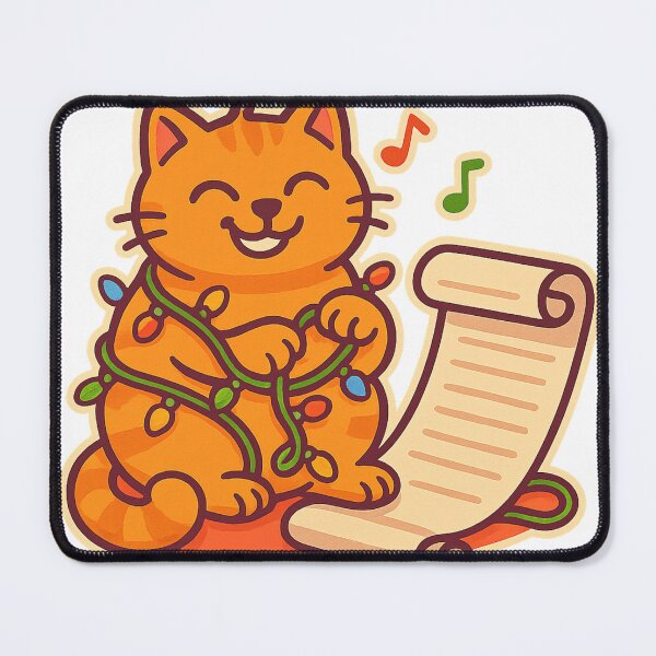 Item preview, Happy Christmas Cat – Cute Orange Kitty with Lights and Wish List designed and sold by MeowLaugh.