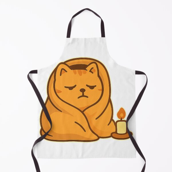 Item preview, Sad Cozy Cat – Orange Kitty Wrapped in Blanket with Candle designed and sold by MeowLaugh.