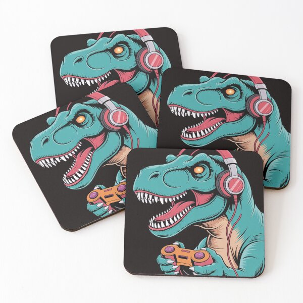 Item preview, T-Rex Gaming with Headset Dinosaur Gamer designed and sold by LapFemile.