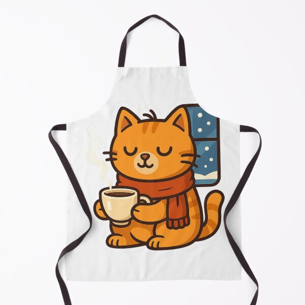 Item preview, Winter Coffee Cat – Cozy Orange Kitty with Scarf and Mug designed and sold by MeowLaugh.