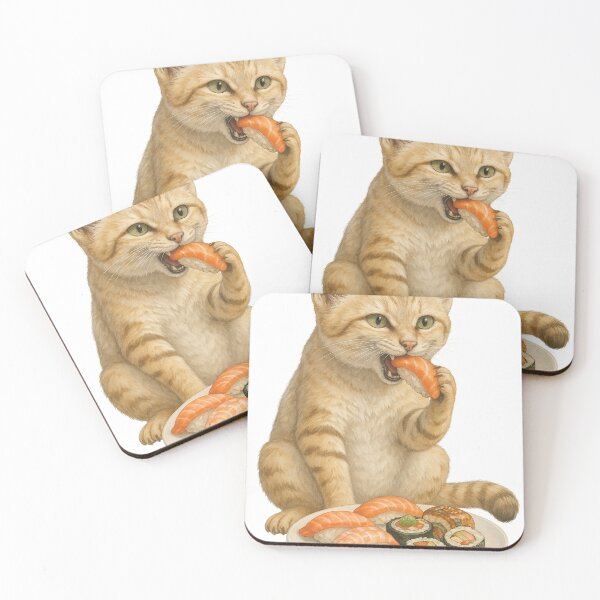 Item preview, Sand Cat Eating Sushi designed and sold by thehaywirehoney.