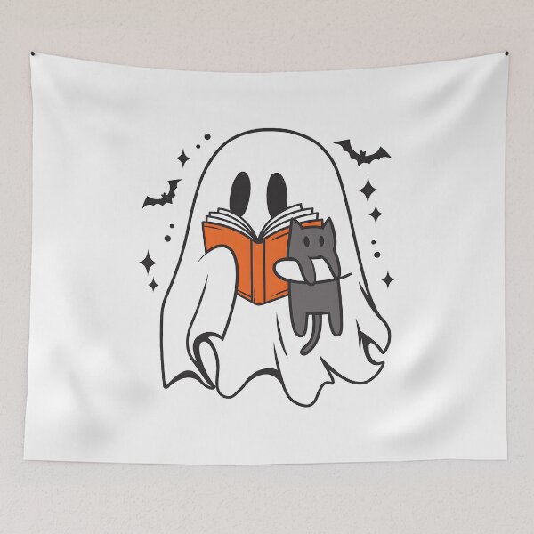Item preview, Cute Bookish Ghost With Cat designed and sold by stephenflashart.