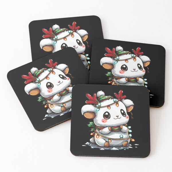 Item preview, Cute Christmas Mouse with Lights and Holly – Kawaii Holiday Animal Art designed and sold by Teeny Quities.