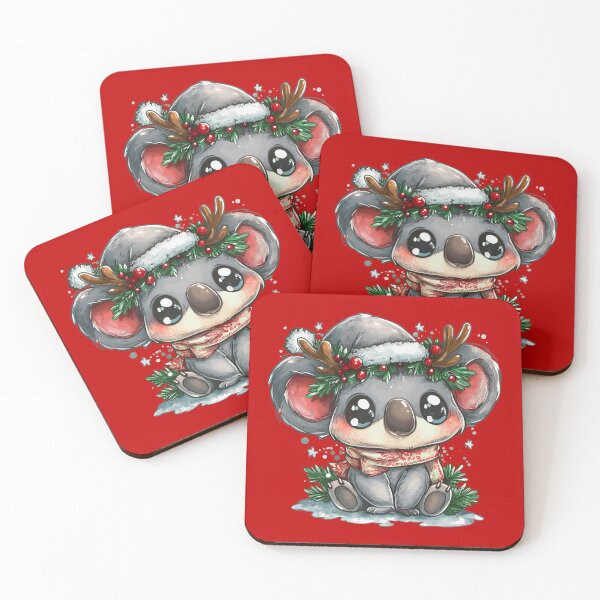 Item preview, Cute Christmas Koala with Antlers and Scarf – Kawaii Holiday Animal Art designed and sold by Teeny Quities.