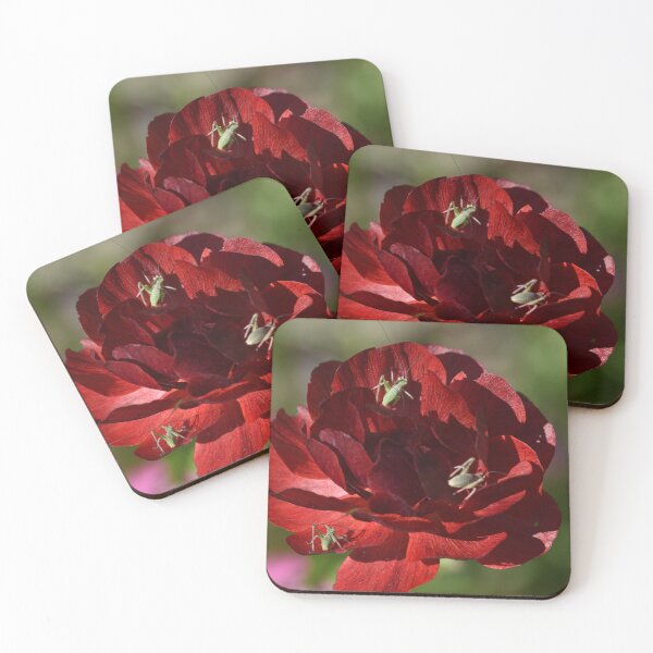 Item preview, Red Rununculas and Green Grasshoppers designed and sold by Michaela Perryman.