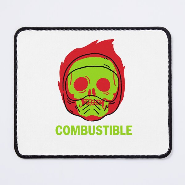 Item preview, COMBUSTIBLE" Flaming Skull Graphic Tee - High-Octane Rider Warning Shirt designed and sold by RNASstuff.
