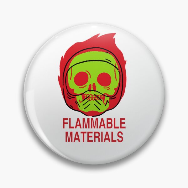 Item preview, FLAMMABLE MATERIALS" Skull Warning Tee - Safety Hazard Rider Shirt designed and sold by RNASstuff.
