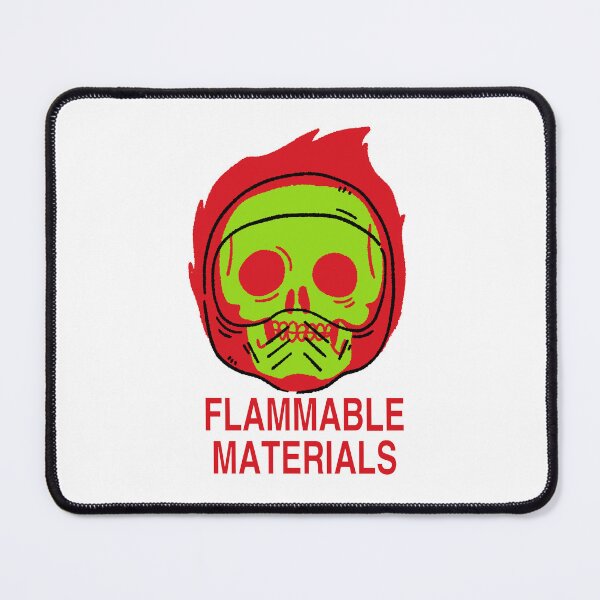 Item preview, FLAMMABLE MATERIALS" Skull Warning Tee - Safety Hazard Rider Shirt designed and sold by RNASstuff.