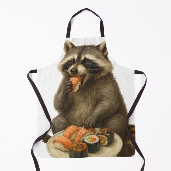 Item preview, Raccoon Eating Sushi Funny designed and sold by thehaywirehoney.