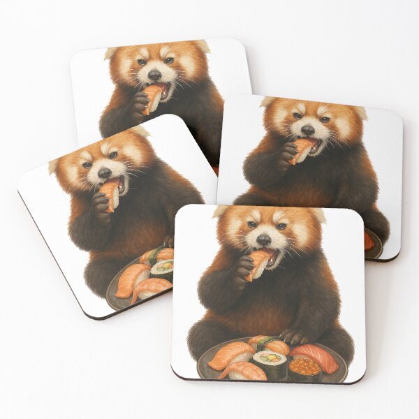 Item preview, Red Panda Eating Sushi designed and sold by thehaywirehoney.