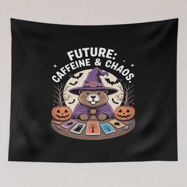 Item preview, Future Caffeine Chaos Funny Capybara Witch Halloween designed and sold by ryukaizox1.