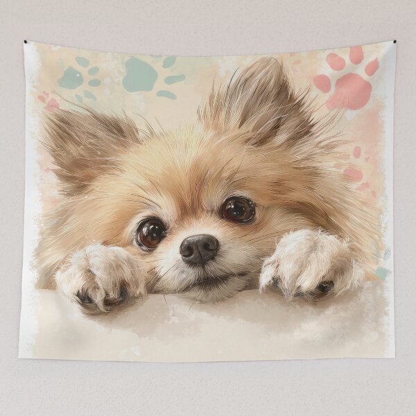 Item preview, Pomeranian Peeking over Wall 01 designed and sold by Elisabeth Lucas.
