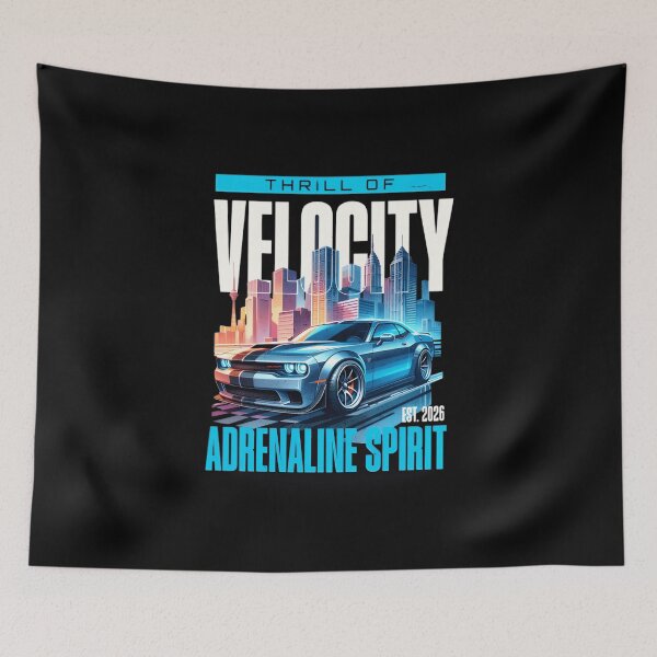 Item preview,  Thrill of Velocity - Modern Muscle Car Synthwave Cityscape Art designed and sold by SoulFlex.