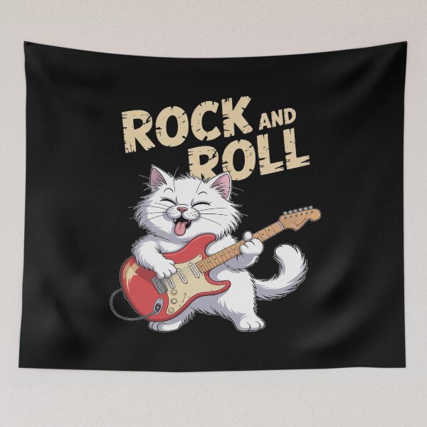 Item preview, Fuzzy Cat Playing Guitar Rock Cool Feline Music Lover designed and sold by Rotasiin.