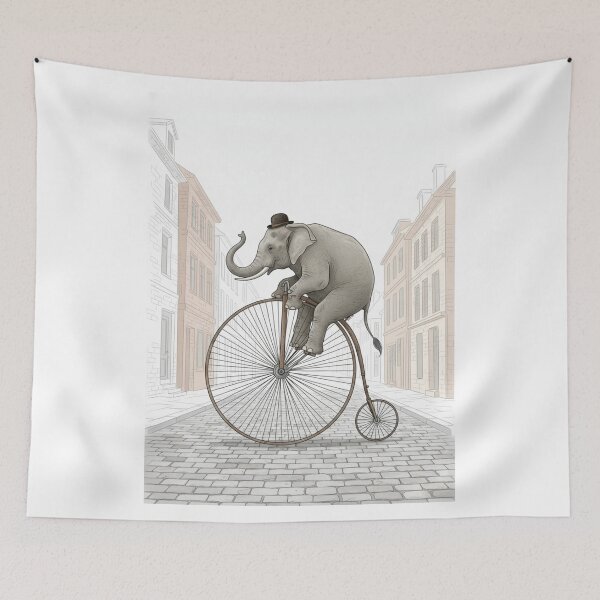 Item preview, Elephant's Whimsical Penny-Farthing Ride designed and sold by ElephantVibes.