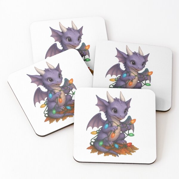Item preview, Festive Baby Dragon with Christmas Lights — Cute Holiday Fantasy Art designed and sold by Hatchling Hollow.