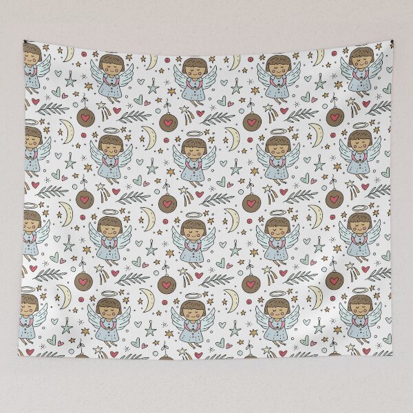 Aperçu de l'œuvre Coussin décoratif à motif d'ange fantaisiste créée et vendue par FestivityFinds.