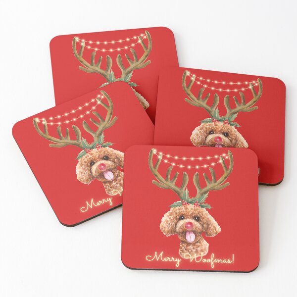 Item preview, Cute Watercolor Christmas Red Poodle  designed and sold by ZoesPlace.