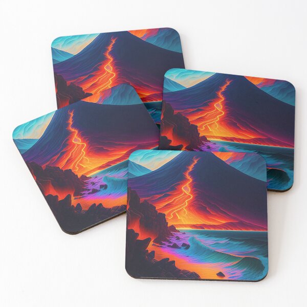 Item preview, AI generated volcanic mountain near the sea. designed and sold by claireseyeview.