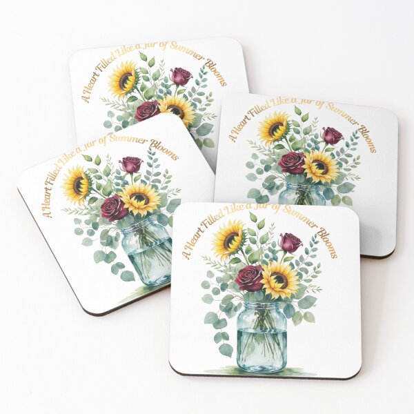 Item preview, A Heart Filled Like a Jar of Summer Blooms – Watercolour Roses and Sunflower Art designed and sold by NoviaRobert.