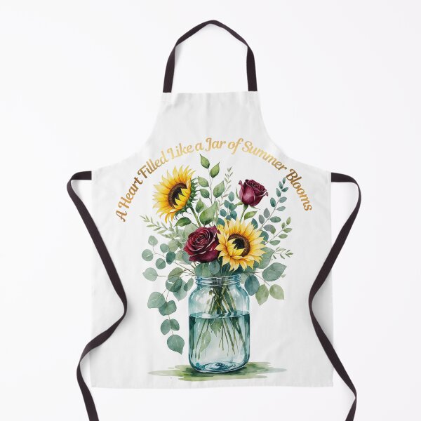 Item preview, A Heart Filled Like a Jar of Summer Blooms – Watercolour Roses and Sunflower Art designed and sold by NoviaRobert.
