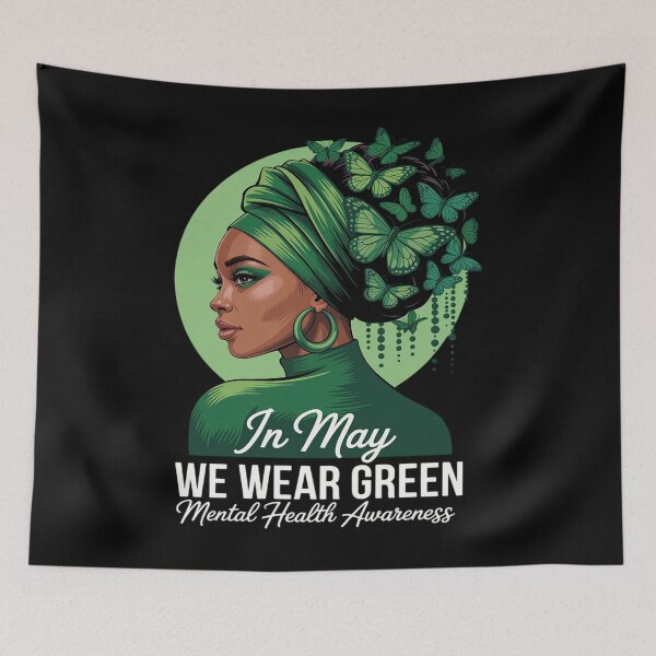 Item preview, Black Women In May We Wear Green Mental Health Awareness designed and sold by papertaless.