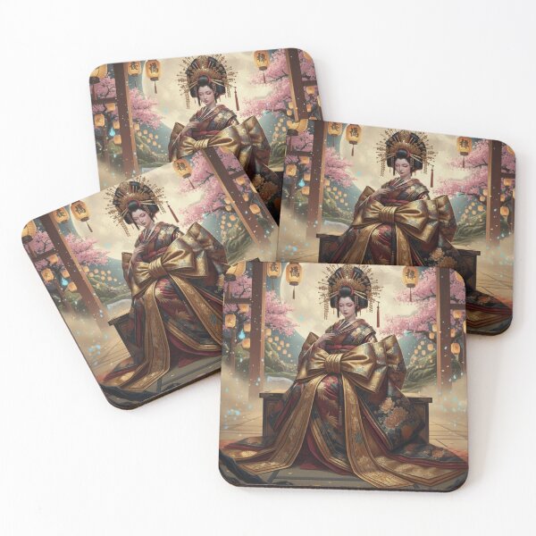 Item preview, Oiran Art Print: Japanese Courtesan of the Floating World - Elegant Ukiyo-e Style Wall Art designed and sold by Mori-no-Akari.