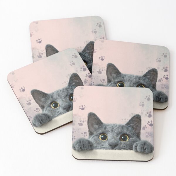 Item preview, Russian Blue Cat Peeking over Wall 03 designed and sold by Elisabeth Lucas.
