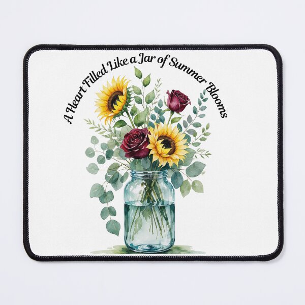 Item preview, A Heart Filled Like a Jar of Summer Blooms – Watercolour Roses and Sunflower Art designed and sold by NoviaRobert.