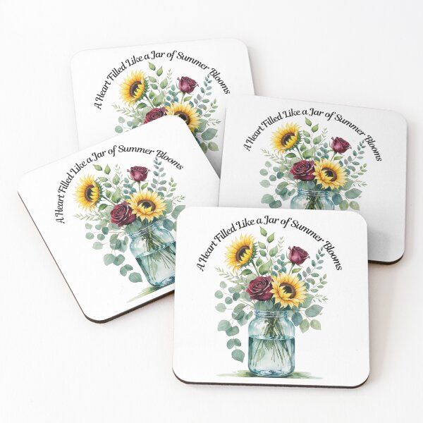 Item preview, A Heart Filled Like a Jar of Summer Blooms – Watercolour Roses and Sunflower Art designed and sold by NoviaRobert.