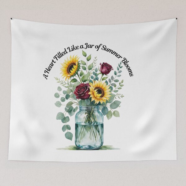 Item preview, A Heart Filled Like a Jar of Summer Blooms – Watercolour Roses and Sunflower Art designed and sold by NoviaRobert.