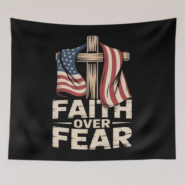 Item preview, Christian US USA Flag American Christ Faith Over Fear Cross  designed and sold by papertaless.