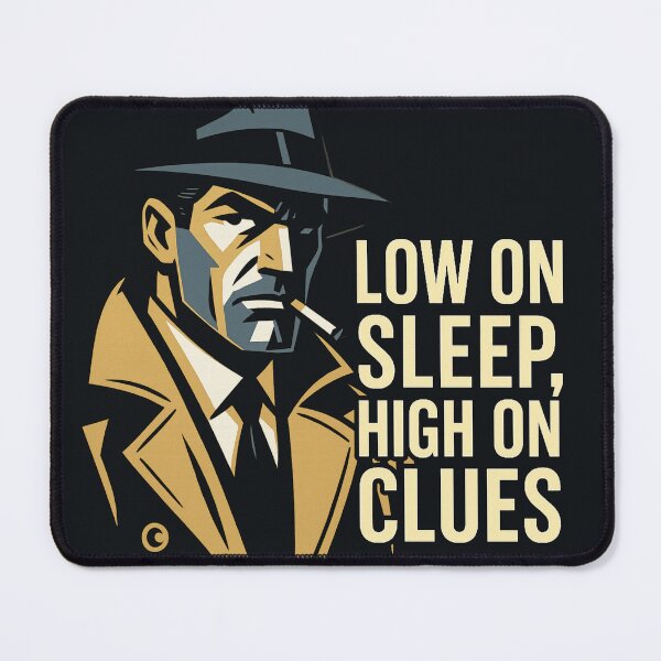 Item preview, Low on Sleep, High on Clues — Noir Detective Tee designed and sold by Sanctum Icons.