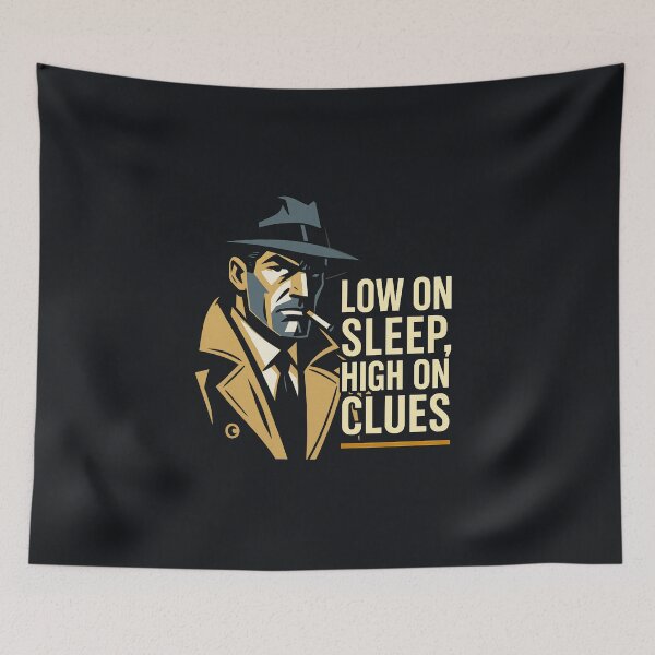 Item preview, Low on Sleep, High on Clues — Noir Detective Tee designed and sold by Sanctum Icons.