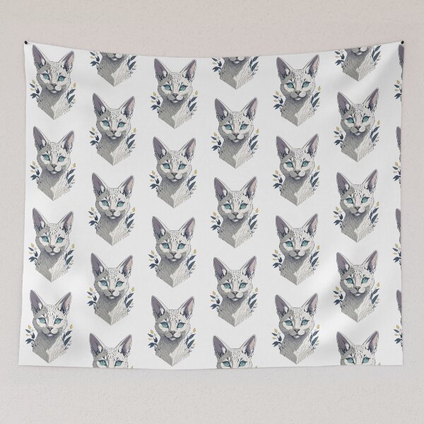 Item preview, Wild White Cat - Geometric Savannah Cat designed and sold by aylastyle.