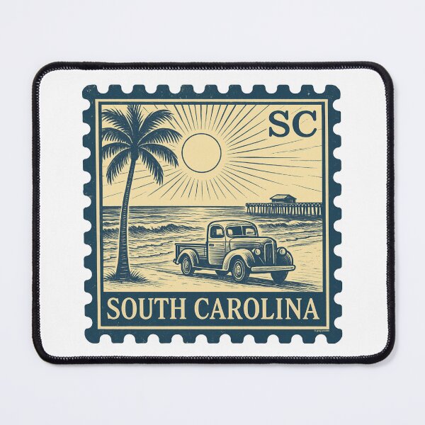 Item preview, South Carolina Vintage Stamp Design - Low Tide & Longbeds designed and sold by Automotive Art by Greg.