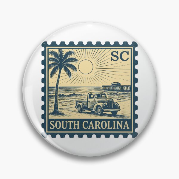 Item preview, South Carolina Vintage Stamp Design - Low Tide & Longbeds designed and sold by Automotive Art by Greg.