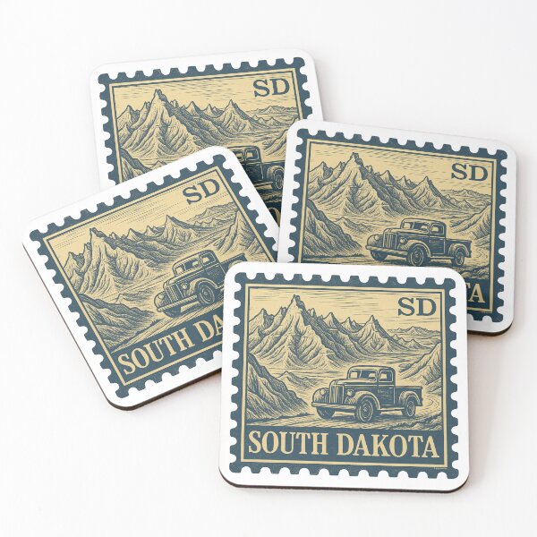 Item preview, South Dakota Vintage Stamp Design - Badlands & Backroads designed and sold by Automotive Art by Greg.
