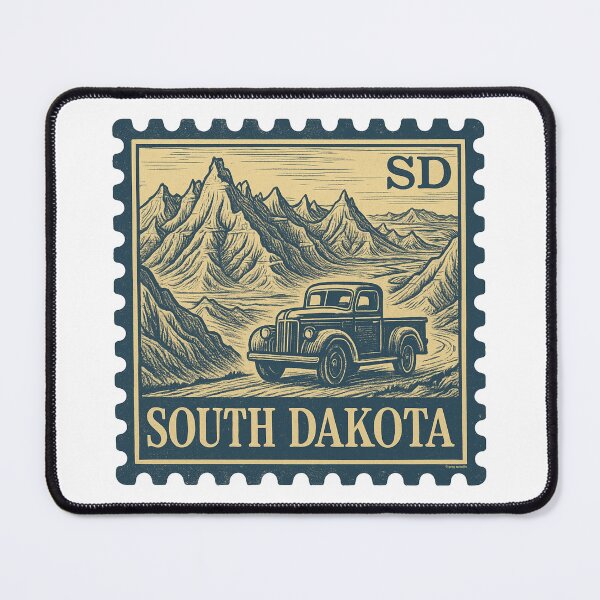 Item preview, South Dakota Vintage Stamp Design - Badlands & Backroads designed and sold by Automotive Art by Greg.