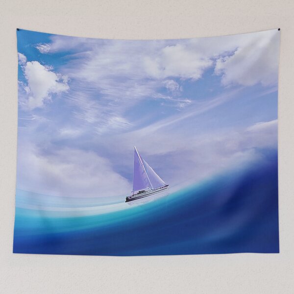 Item preview, AI generated yacht on a blue wave. designed and sold by claireseyeview.