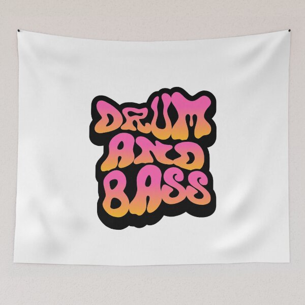 Item preview, DRUM AND BASS  - DNB Wobbly 60s Font (Black) designed and sold by Discothreadz.