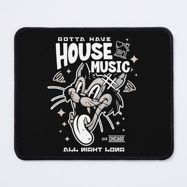 Item preview, HOUSE MUSIC - Retro Cartoon Cat (White) designed and sold by Discothreadz.