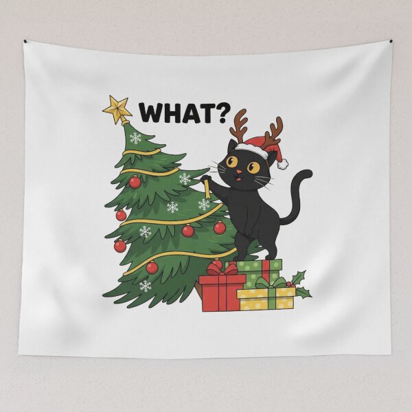 Item preview, Funny Cat Christmas What Cat Xmas Black Cat Christmas  designed and sold by bethanyrodgers6.