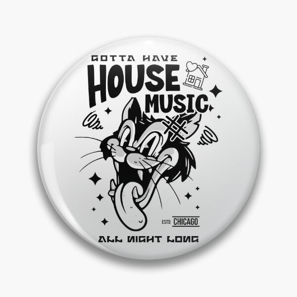 Item preview, HOUSE MUSIC  - Retro Cartoon Cat (Black)  designed and sold by Discothreadz.