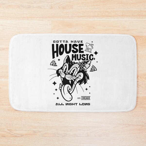 Item preview, HOUSE MUSIC  - Retro Cartoon Cat (Black)  designed and sold by Discothreadz.